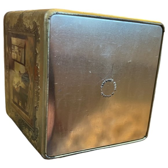 Vtg Embossed Holland Tin Box Old Master Art Hinged Gold Silver READ 4.75" Square - Picture 15 of 16